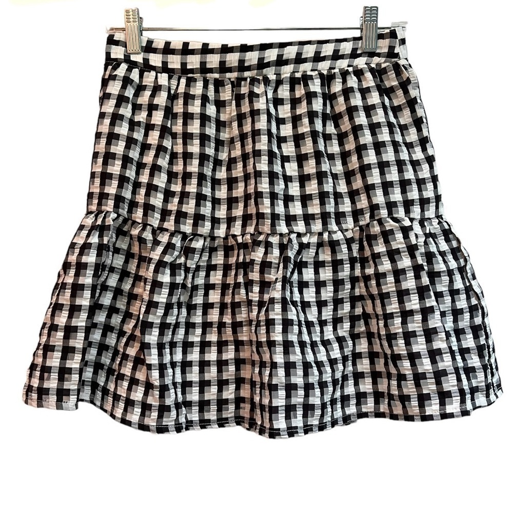 TOPSHOP Women’s Black and White Gingham Checked Mini Skirt - Size 4